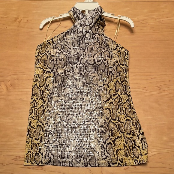 Cache Snake Print Sequin 2-Pc Set - Halter Top Sz S and Matching Skirt S… - Picture 9 of 17